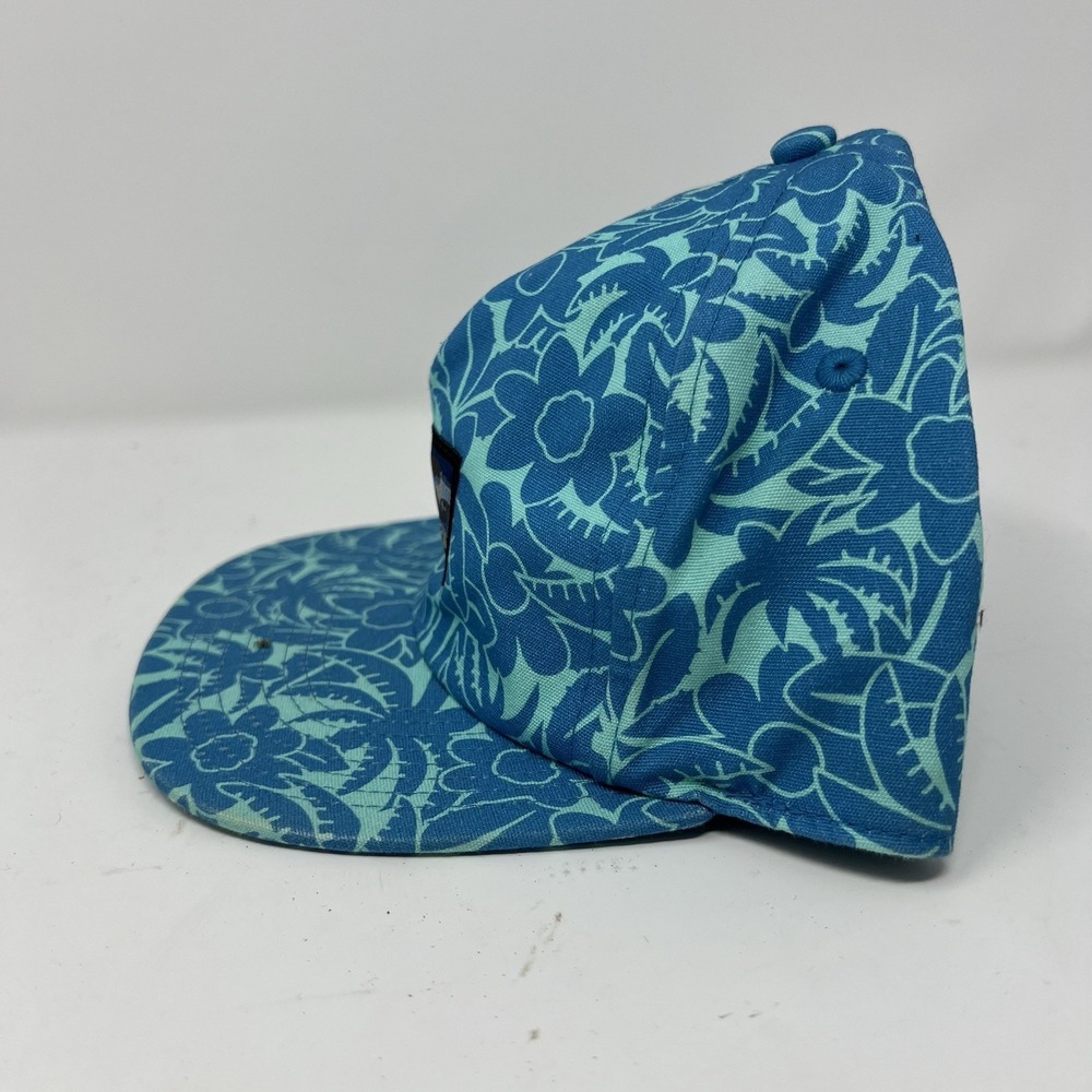Patagonia Hat Cap Snapback Blue Floral Palm Mens NetPlus Organic Cotton Tropical - Picture 7 of 11